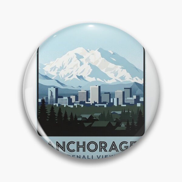 Item preview, Anchorage Denali View Alaska Skyline Emblem Sticker designed and sold by DetourDgn.