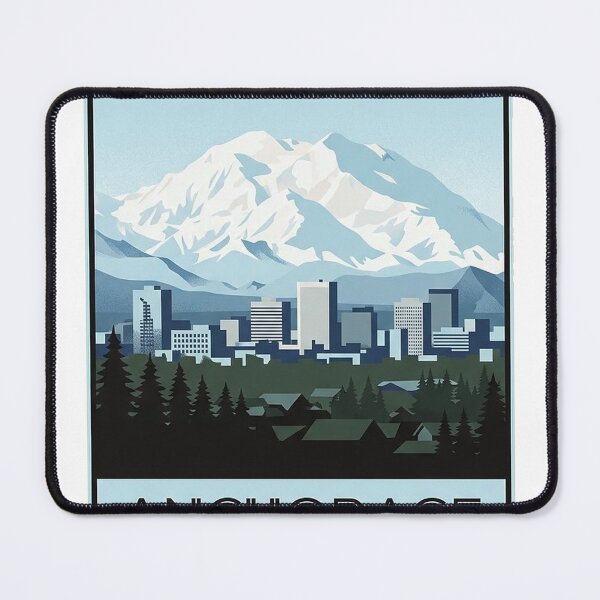 Item preview, Anchorage Denali View Alaska Skyline Emblem Sticker designed and sold by DetourDgn.
