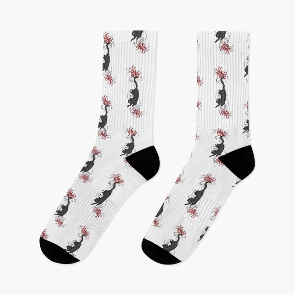 Item preview, Black Cat Red Spider Lily Tattoo designed and sold by Sharksito.