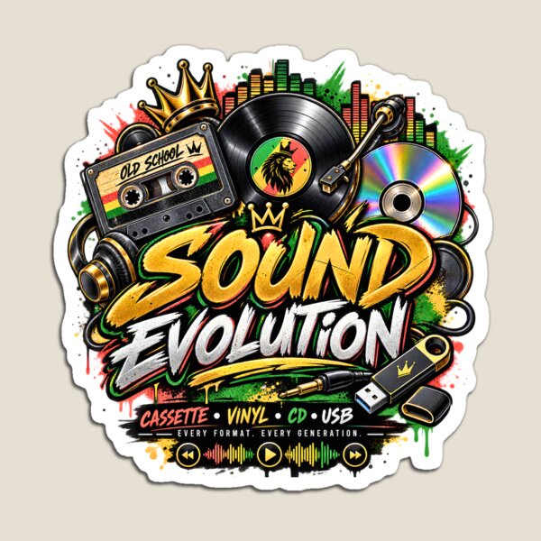 Artikelvorschau, Sound Evolution Musikgeschichte Retro Vintage DJ Reggae Kassette Vinyl CD USB entworfen und verkauft von digitalbob60.