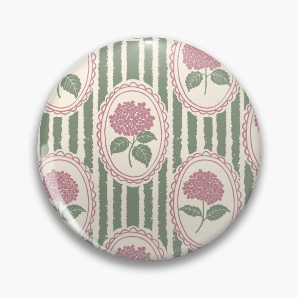 Item preview, Dusty Pink Blush Hydrangea Botanical Stripe Vintage Floral Sage Green Medallion  designed and sold by dyesandpigments.