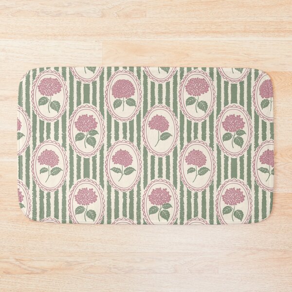 Item preview, Dusty Pink Blush Hydrangea Botanical Stripe Vintage Floral Sage Green Medallion  designed and sold by dyesandpigments.