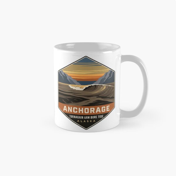 Item preview, Turnagain Arm Bore Tide Anchorage Alaska Badge Sticker designed and sold by DetourDgn.