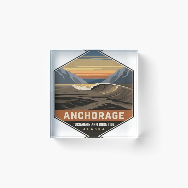 Item preview, Turnagain Arm Bore Tide Anchorage Alaska Badge Sticker designed and sold by DetourDgn.