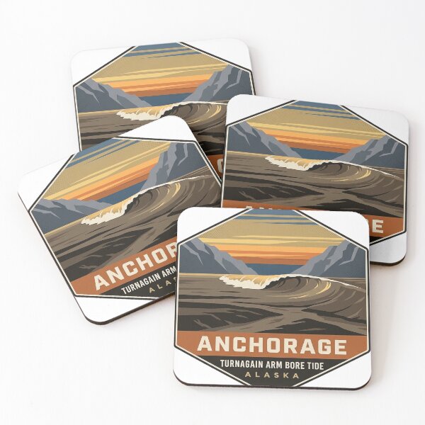 Item preview, Turnagain Arm Bore Tide Anchorage Alaska Badge Sticker designed and sold by DetourDgn.