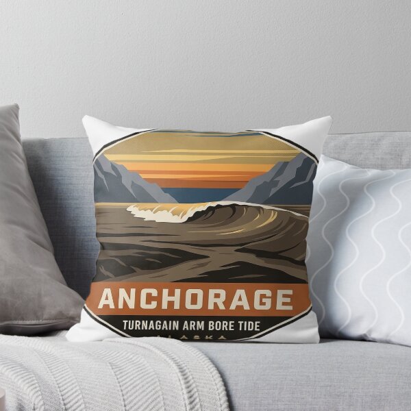 Item preview, Turnagain Arm Bore Tide Anchorage Alaska Badge Sticker designed and sold by DetourDgn.