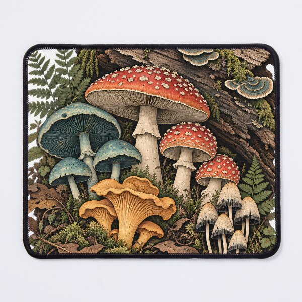Item preview, Enchanted Woodland Mushrooms – Forestcore Nature Mushroom Art designed and sold by Origamoart.