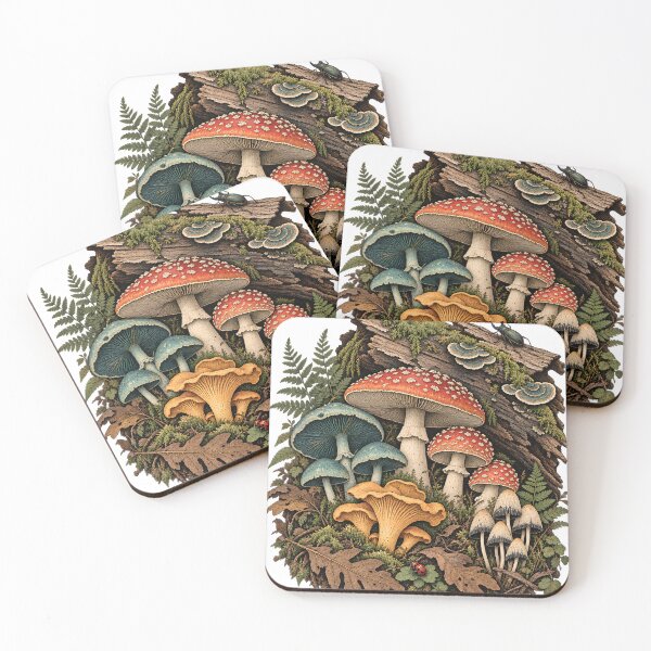 Item preview, Enchanted Woodland Mushrooms – Forestcore Nature Mushroom Art designed and sold by Origamoart.