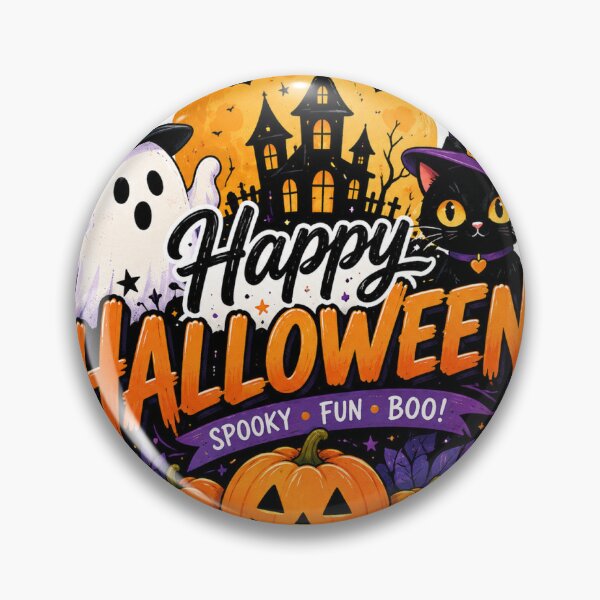 Item preview, Happy Halloween Spooky Cat Ghost & Jack-O-Lantern Sticker designed and sold by vinothmech53.