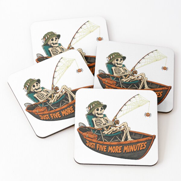 Item preview, Funny Fishing Skeleton Just Five More Minutes Angler designed and sold by chattsuede.