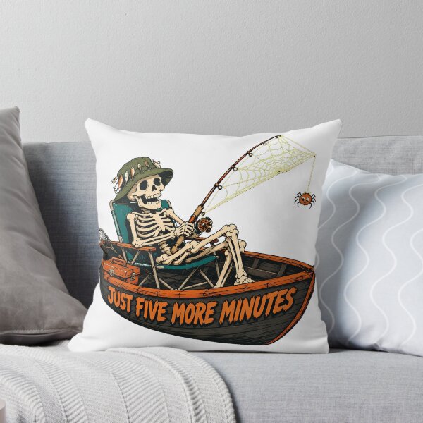 Item preview, Funny Fishing Skeleton Just Five More Minutes Angler designed and sold by chattsuede.