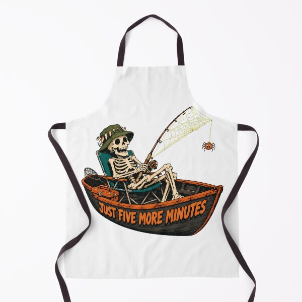 Item preview, Funny Fishing Skeleton Just Five More Minutes Angler designed and sold by chattsuede.