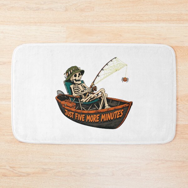 Item preview, Funny Fishing Skeleton Just Five More Minutes Angler designed and sold by chattsuede.