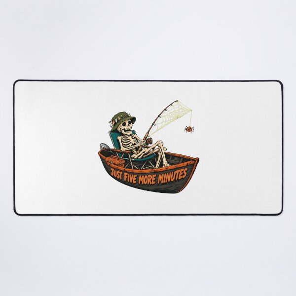Item preview, Funny Fishing Skeleton Just Five More Minutes Angler designed and sold by chattsuede.