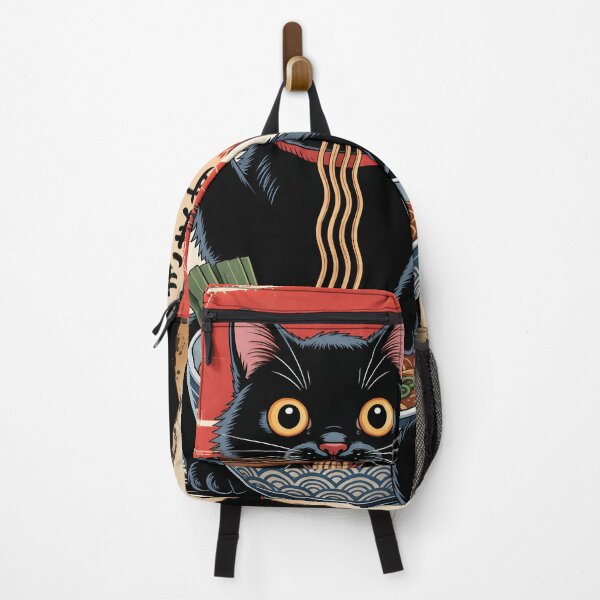 Item preview, Funny Black Cat Eating Ramen Vintage Japanese Art designed and sold by LinaDesign Store.