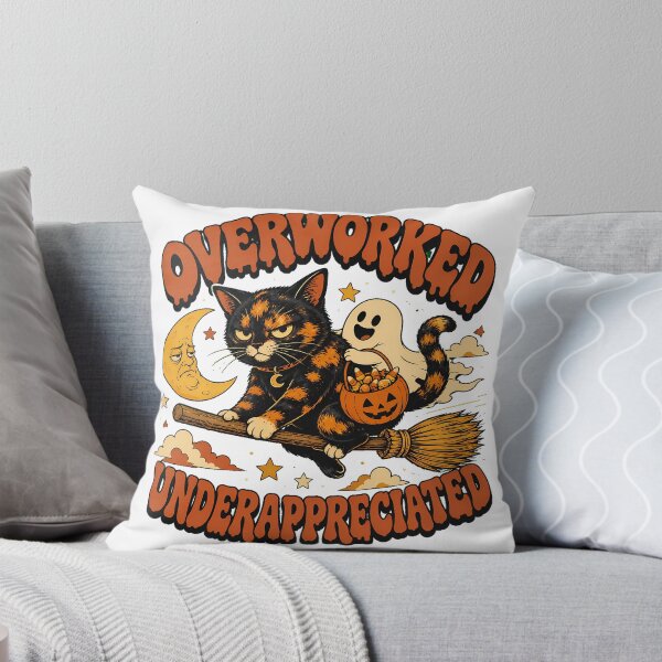 Item preview, Overworked Underappreciated Grumpy Cat Halloween Broomstick designed and sold by chattsuede.
