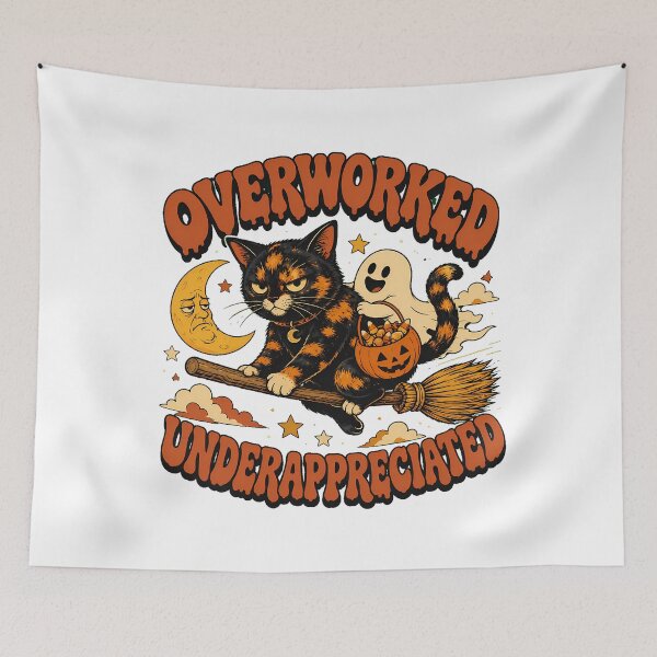 Item preview, Overworked Underappreciated Grumpy Cat Halloween Broomstick designed and sold by chattsuede.