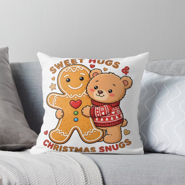 Item preview, Kawaii Teddy Bear Gingerbread Man Sweet Hugs Christmas Snugs Art designed and sold by BobaBunny76.