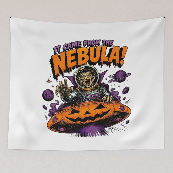 Item preview, Vampire Astronaut Pumpkin UFO Pulp Halloween Horror designed and sold by chattsuede.