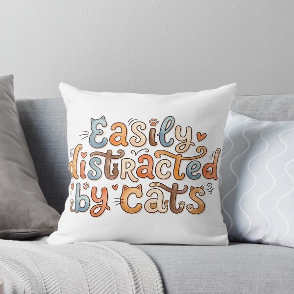 Item preview, Easily Distracted By Cats Funny Cute Pet Lover Quote Art designed and sold by BobaBunny76.