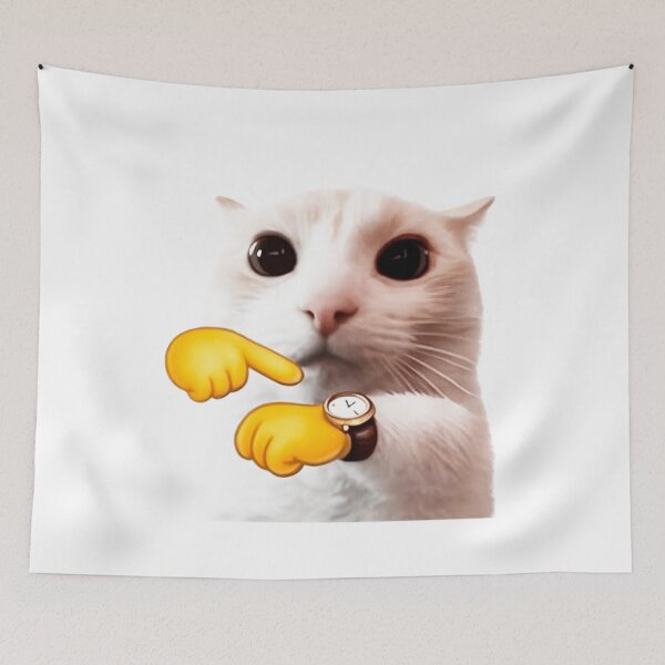 Item preview, Cat Pointing At Watch Meme designed and sold by Sharksito.