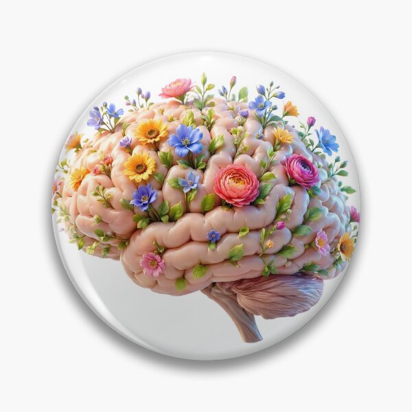 Item preview, Mindfulness Floral Brain with Dainty Spring Wildflowers designed and sold by CraftyValley.