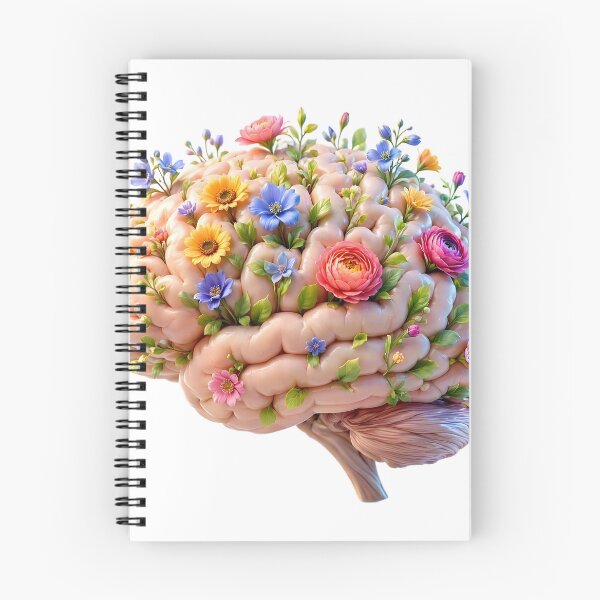 Item preview, Mindfulness Floral Brain with Dainty Spring Wildflowers designed and sold by CraftyValley.