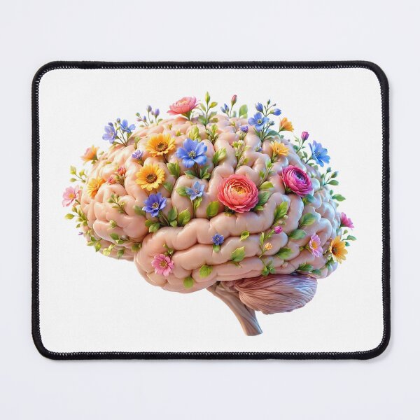 Item preview, Mindfulness Floral Brain with Dainty Spring Wildflowers designed and sold by CraftyValley.