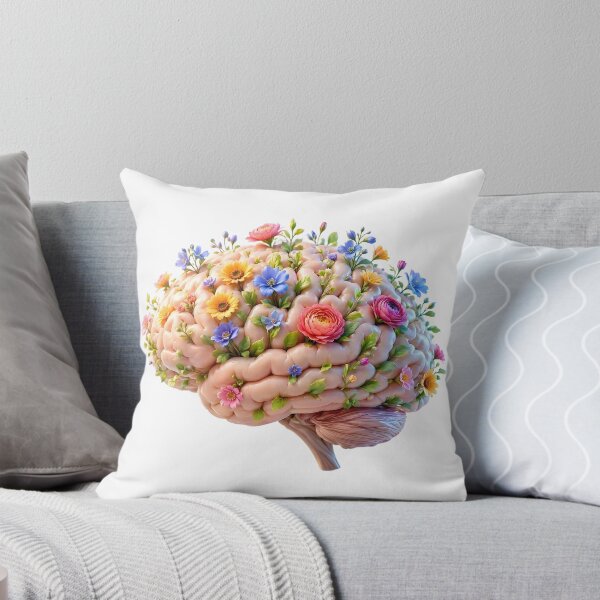 Item preview, Mindfulness Floral Brain with Dainty Spring Wildflowers designed and sold by CraftyValley.