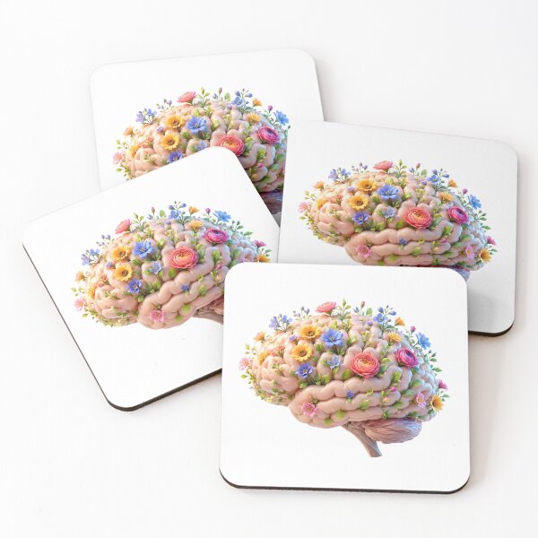 Item preview, Mindfulness Floral Brain with Dainty Spring Wildflowers designed and sold by CraftyValley.