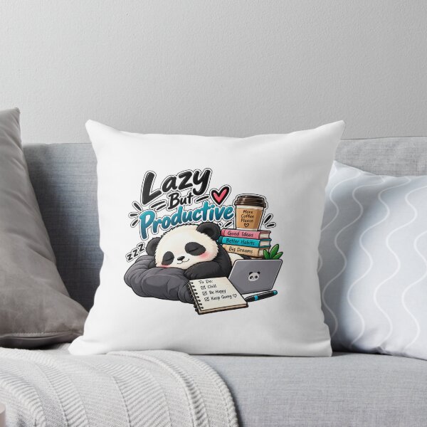 Item preview, Lazy But Productive Panda Sticker – Cute Coffee & Productivity designed and sold by zezoro321.