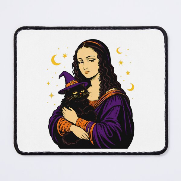 Item preview, Witchy Mona Lisa Black Cat Halloween Portrait designed and sold by chattsuede.