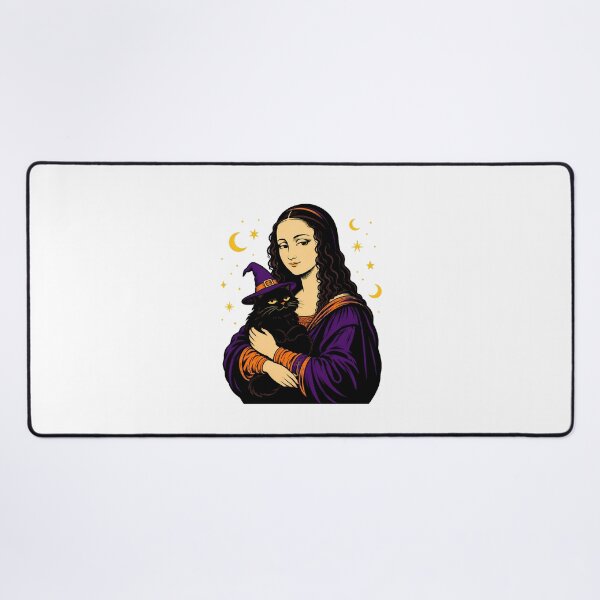 Item preview, Witchy Mona Lisa Black Cat Halloween Portrait designed and sold by chattsuede.