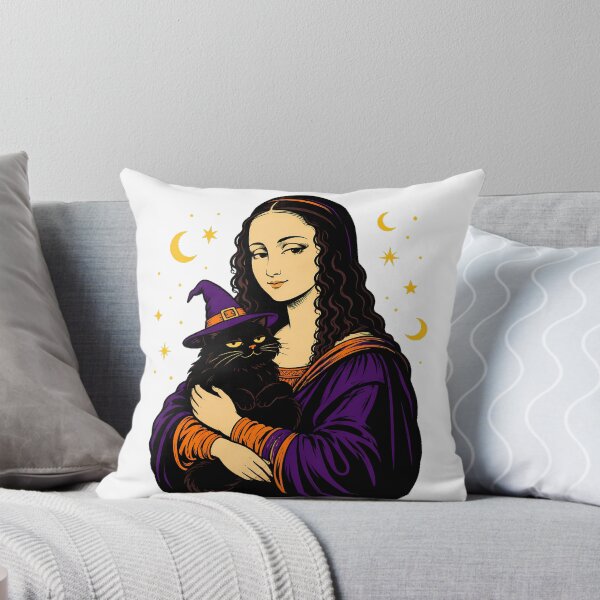 Item preview, Witchy Mona Lisa Black Cat Halloween Portrait designed and sold by chattsuede.