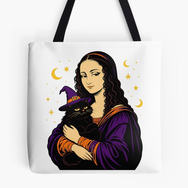 Item preview, Witchy Mona Lisa Black Cat Halloween Portrait designed and sold by chattsuede.