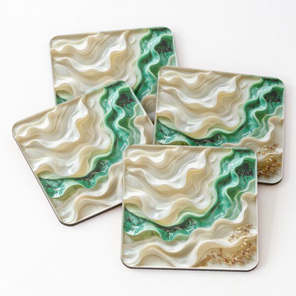 Item preview, Duality of Ivory Marble and Jade Waves designed and sold by Vicky Brago-Mitchell®.
