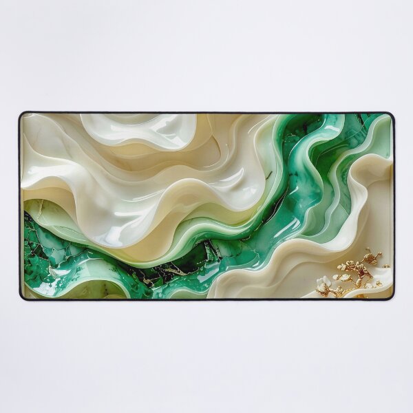 Item preview, Duality of Ivory Marble and Jade Waves designed and sold by Vicky Brago-Mitchell®.