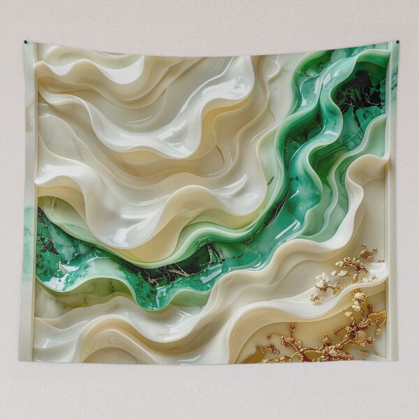 Item preview, Duality of Ivory Marble and Jade Waves designed and sold by Vicky Brago-Mitchell®.