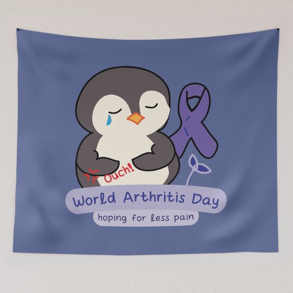 Item preview, World arthritis day awareness cute kawaii penguin designed and sold by fluffyfamcraft.