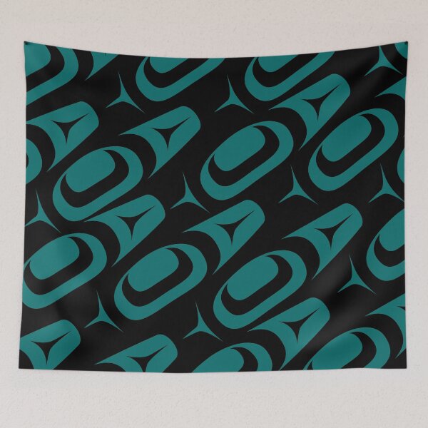 Item preview, Abstract Formline Shapes Teal and Black designed and sold by Lou-ann Neel.