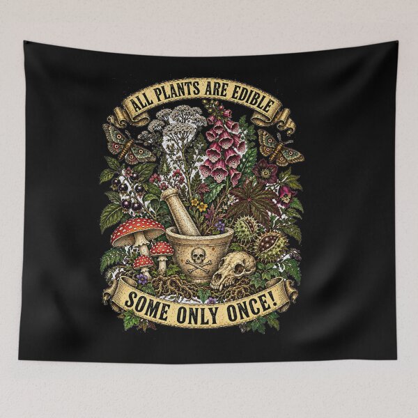 Item preview, All Plants Are Edible Some Only Once – Vintage Dark Botanical designed and sold by Bossy Dogs Co..