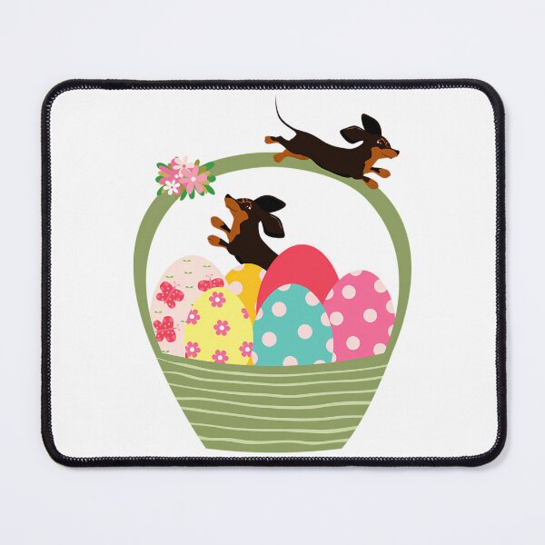 Item preview, Dachshund Dog With Easter Eggs In Basket designed and sold by Jayne-eSiovbt.
