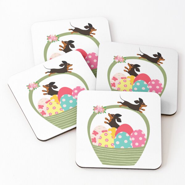 Item preview, Dachshund Dog With Easter Eggs In Basket designed and sold by Jayne-eSiovbt.