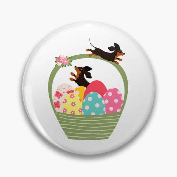 Item preview, Dachshund Dog With Easter Eggs In Basket designed and sold by Jayne-eSiovbt.