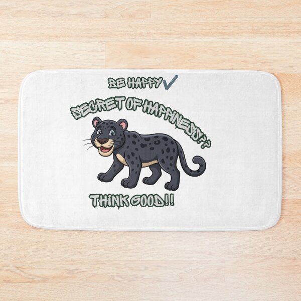 Item preview, Be Happy Secret of Happiness Think Good Cartoon Leopard Inspirational Quote designed and sold by Zack4Fashion.