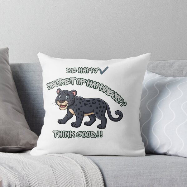 Item preview, Be Happy Secret of Happiness Think Good Cartoon Leopard Inspirational Quote designed and sold by Zack4Fashion.