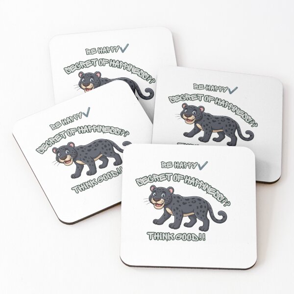 Item preview, Be Happy Secret of Happiness Think Good Cartoon Leopard Inspirational Quote designed and sold by Zack4Fashion.