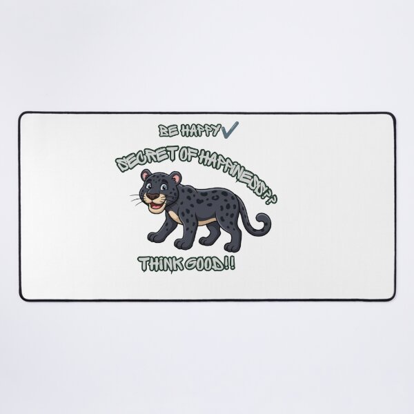 Item preview, Be Happy Secret of Happiness Think Good Cartoon Leopard Inspirational Quote designed and sold by Zack4Fashion.