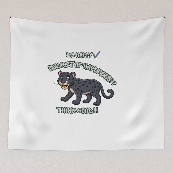 Item preview, Be Happy Secret of Happiness Think Good Cartoon Leopard Inspirational Quote designed and sold by Zack4Fashion.