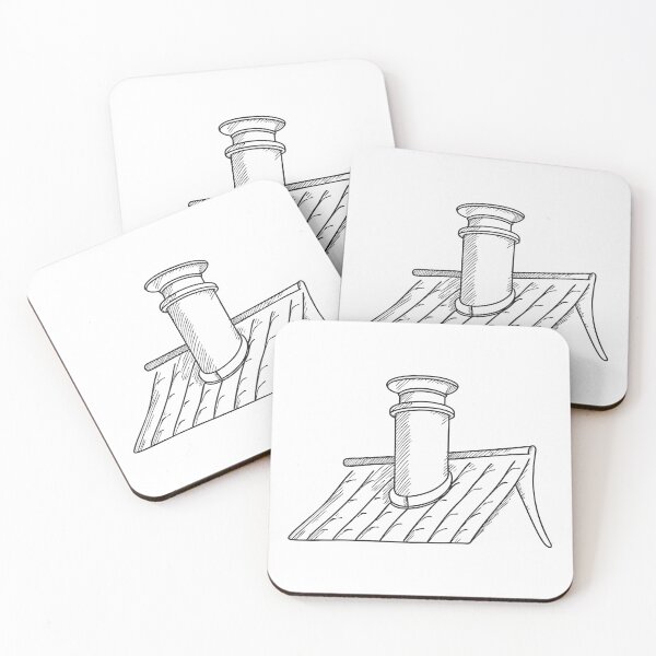 Item preview, Doodle illustration of a roof vent emerging from neatly laid shingles designed and sold by rasagamastore.